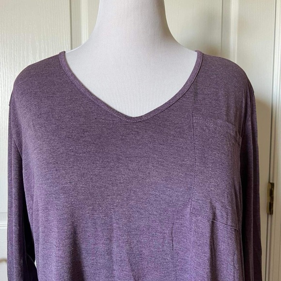 NWT Allegrace Plus Size 2X long sleeve purple jersey. Stretch, v-neck. - Picture 3 of 7